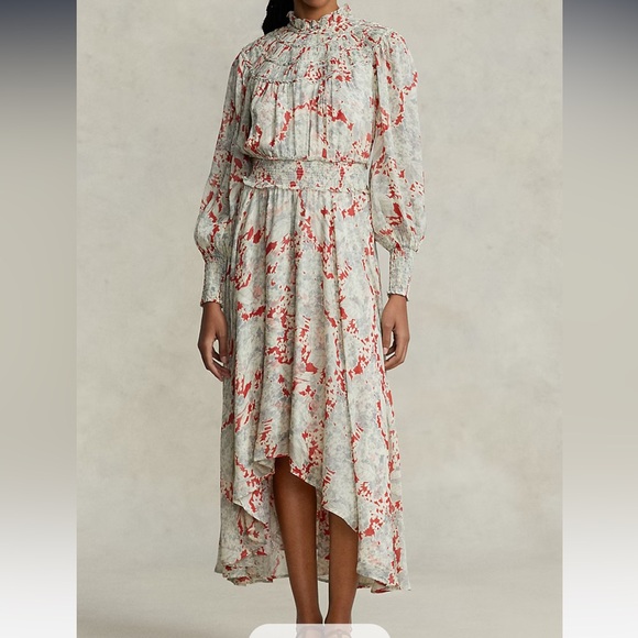 Ralph Lauren Floral Crinkled Georgette Dress size 4 - Picture 2 of 9